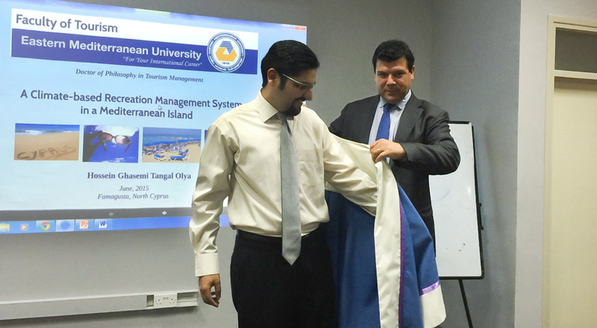 Hossein Ghasemi Tangal Olya Becomes the First Graduate of EMU Tourism Management PhD Program