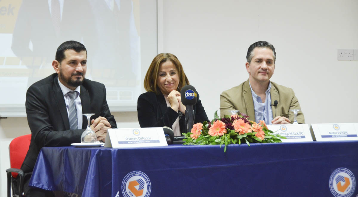 NTV Spor Müdürü Nebil Evren ve BRTK Futbol Programcısı Osman Dinler DAÜ’de Konferans Verdi