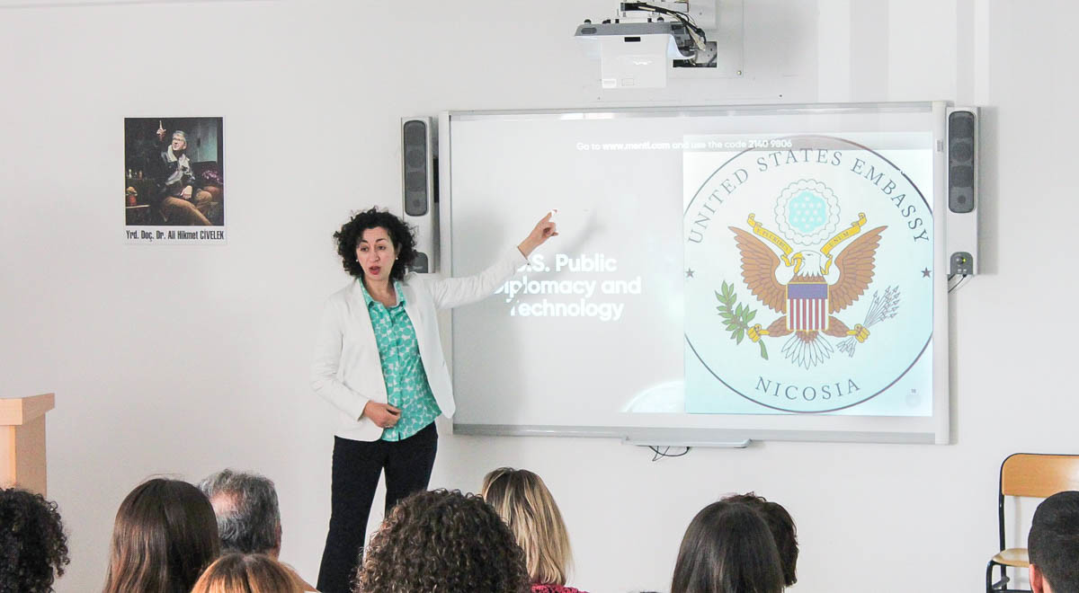 American Embassy Public Relations Director Gives a Conference at EMU Foreign Languages Education Department