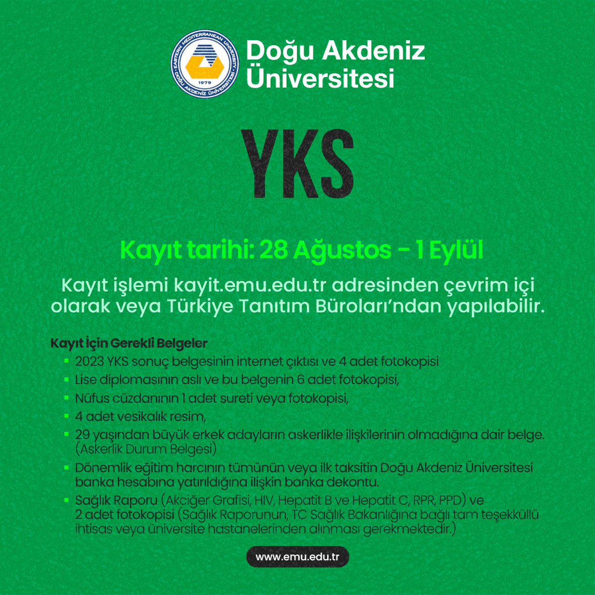 2023-YKS sonuçlarına göre, kayıt hakkı kazanan adayların kayıt işlemleri..