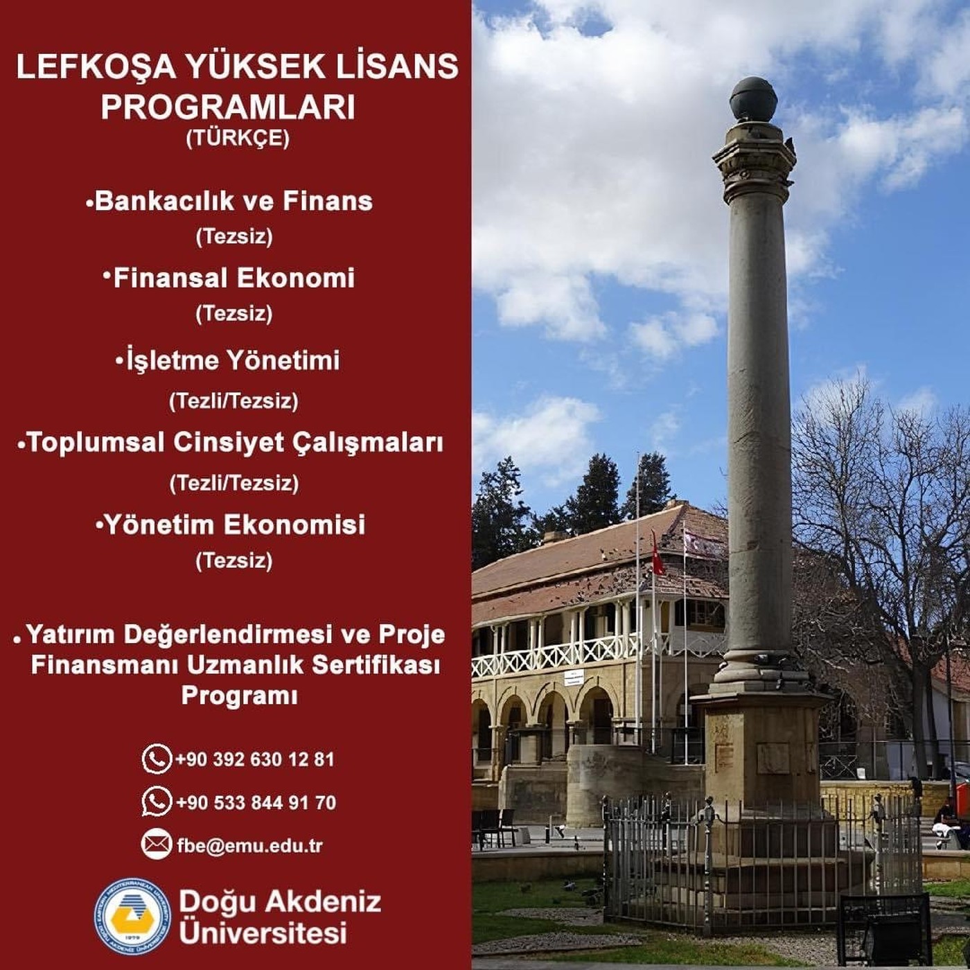 DAÜ’nün Lefkoşa’da Yürütülen Yüksek Lisans Programları’na Kayıtlar Başladı