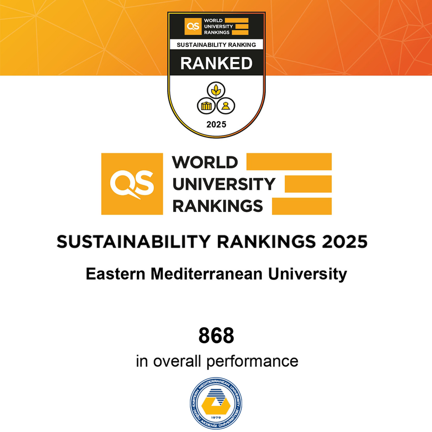 EMU – Once Again Featured as The Top University of TRNC in The Qs Sustainability Ranking 2025