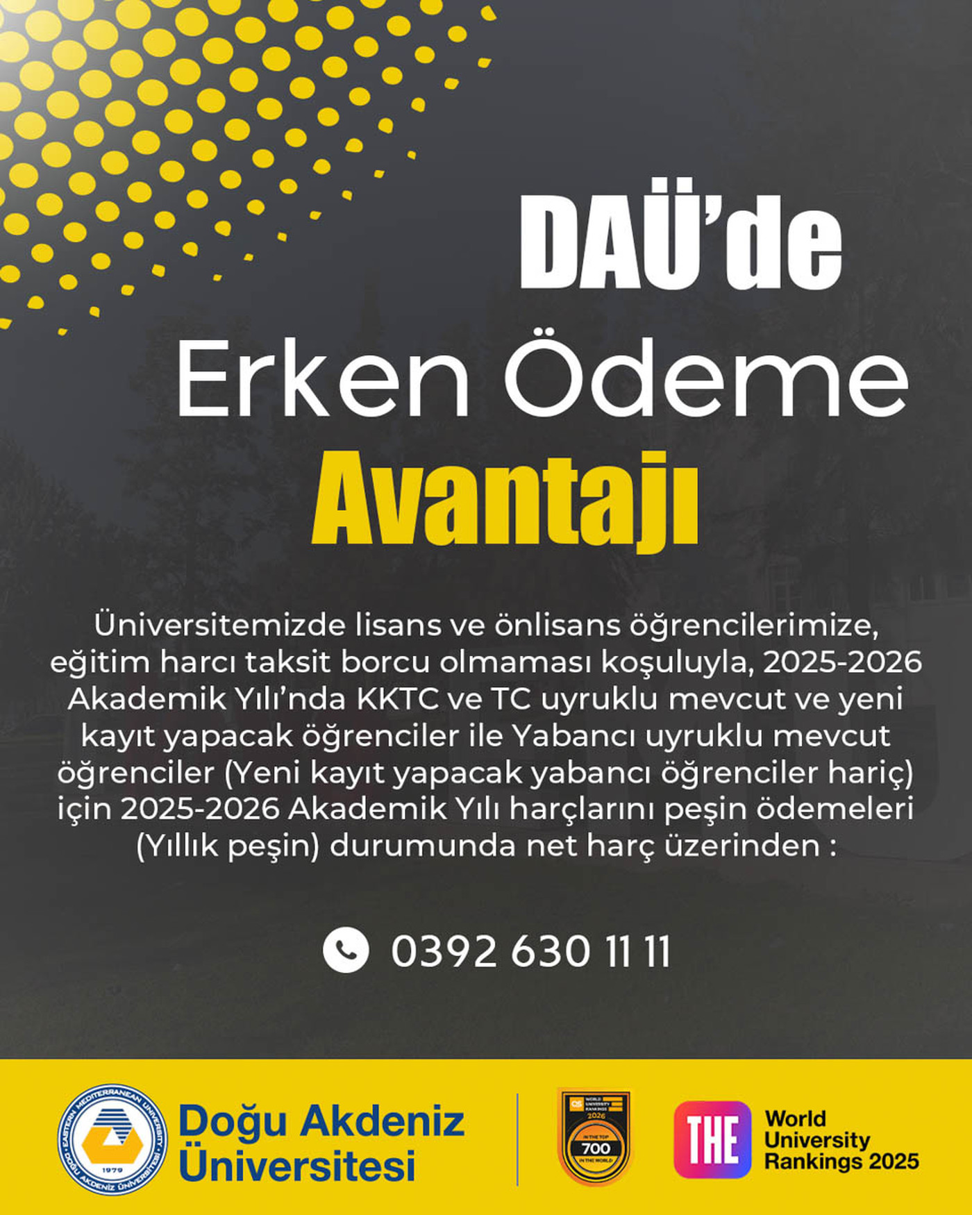 DAÜ’de Erken Ödeme Avantajı