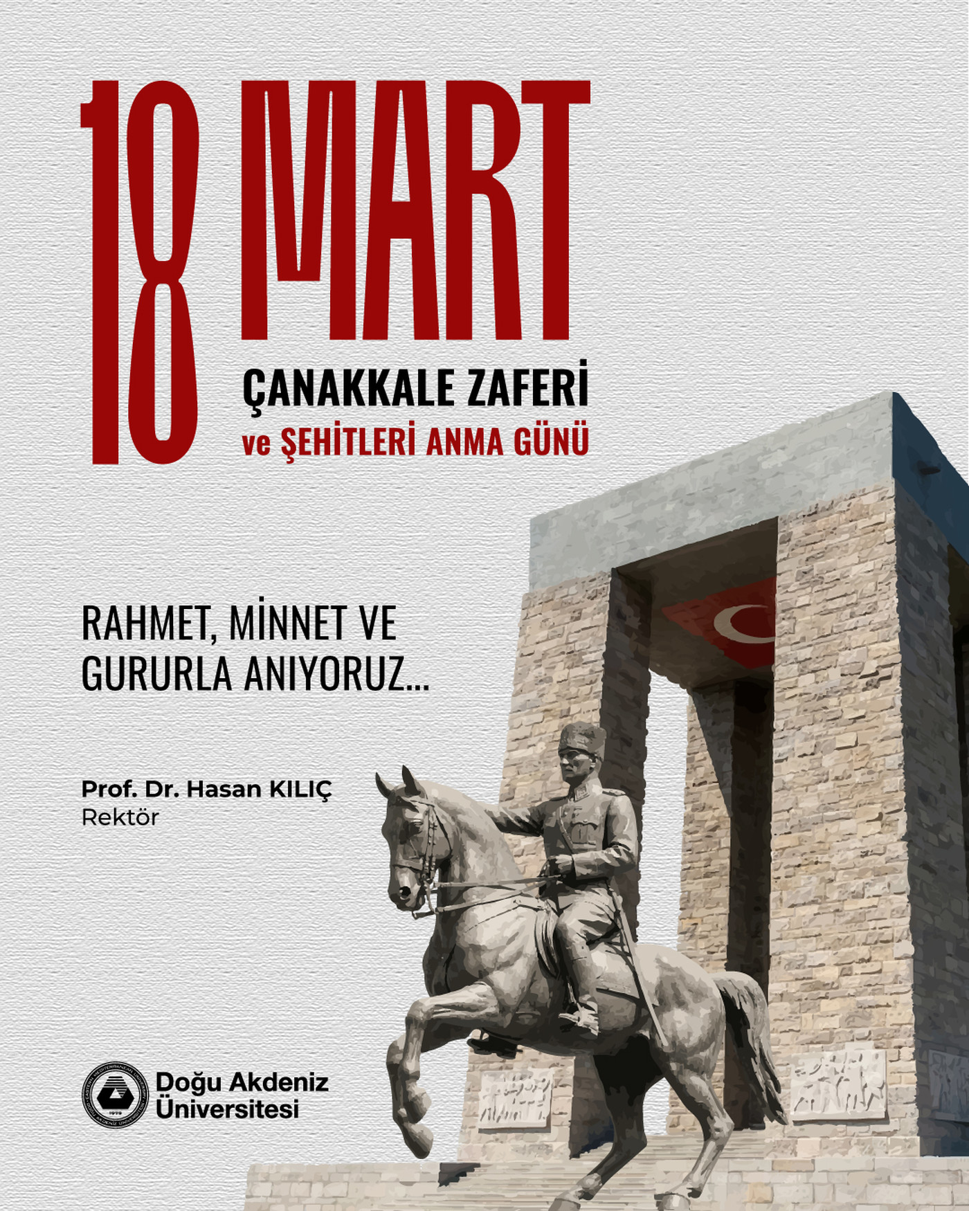 EMU Rector Prof. Dr. Hasan Kılıç Releases a Statement on 18 March Çanakkale Victory and Commemoration of Martyrs Day