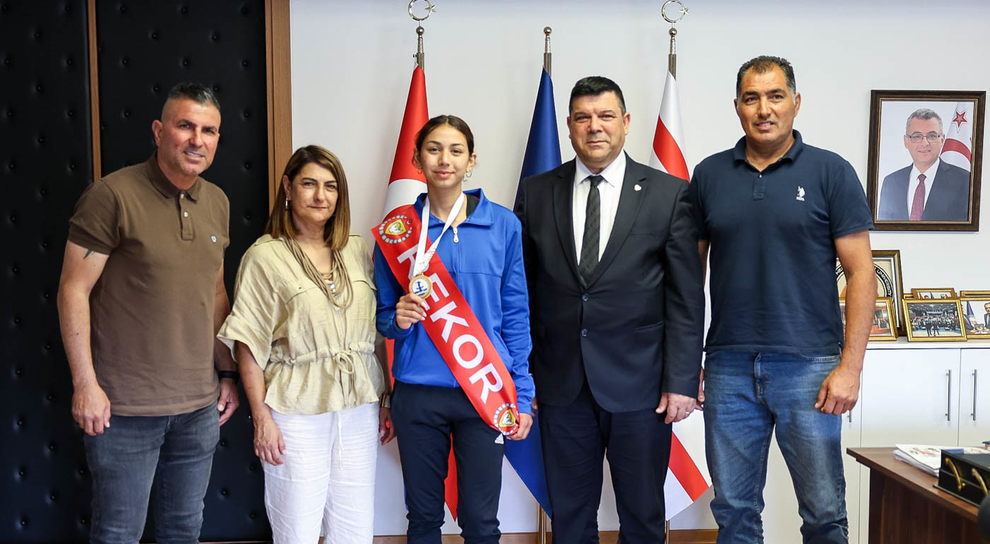 EMU Student and National Team Athlete Ada Kafa Visits Prof. Dr. Hasan Kılıç