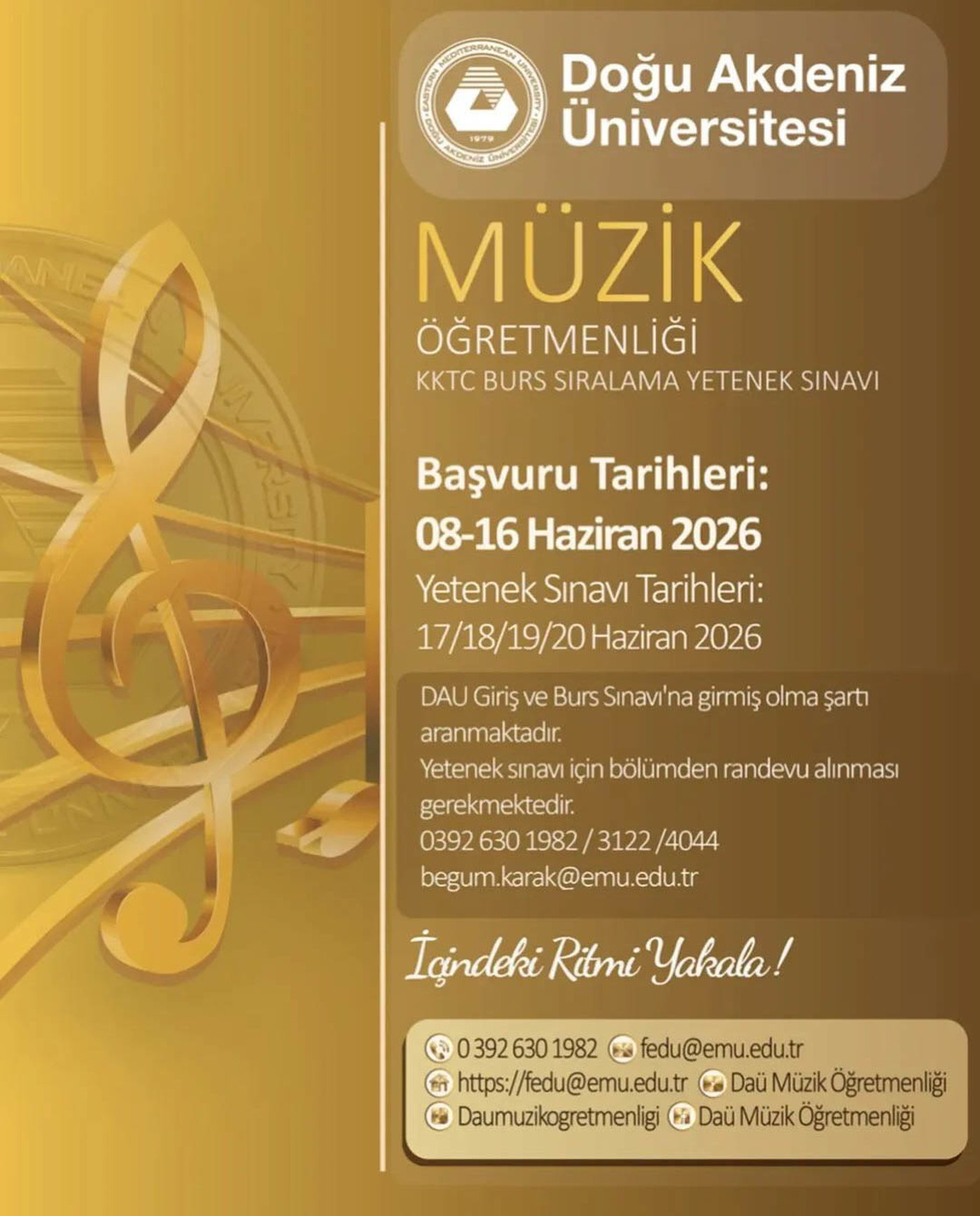 Talent Exam Dates for EMU Music Teaching Program