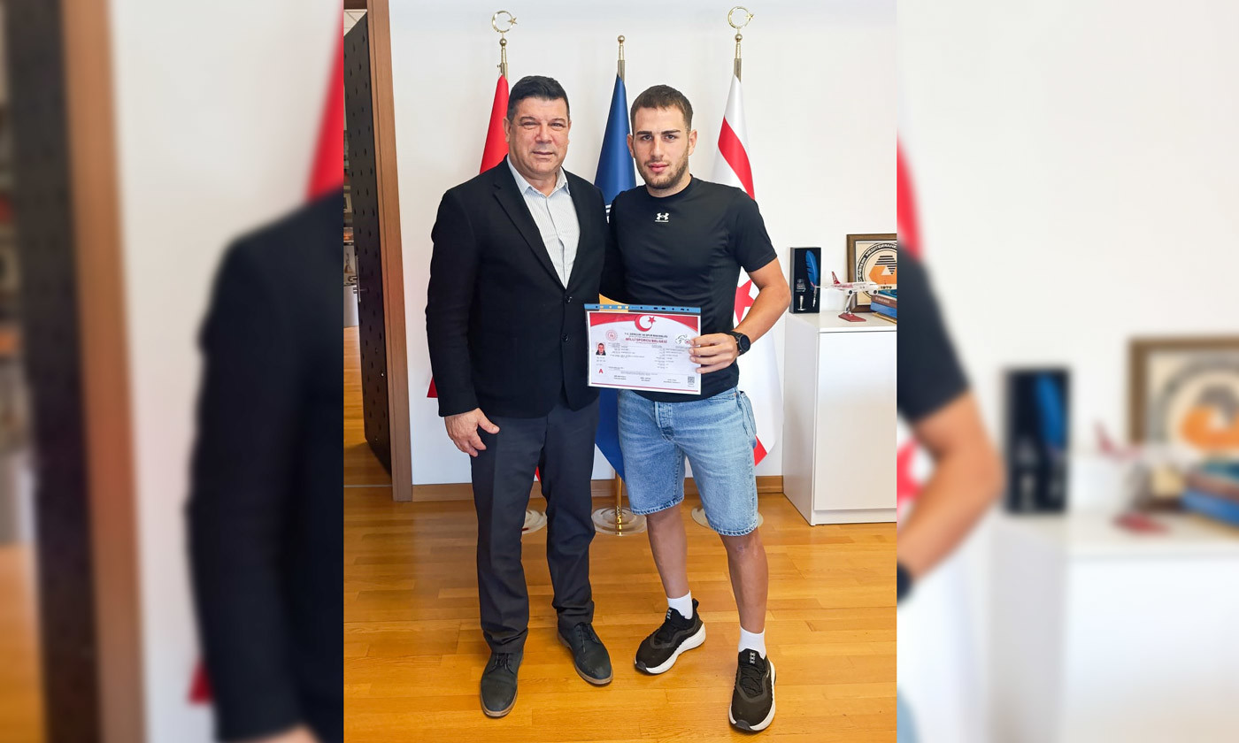 EMU Student and National Cyclist Emre Kaplan Visits EMU Rector Prof. Dr. Hasan Kılıç